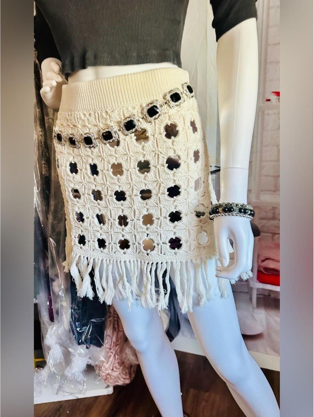 Le Superbe Gypset Crochet Mirrored Mini Skirt - Picture 4 of 9